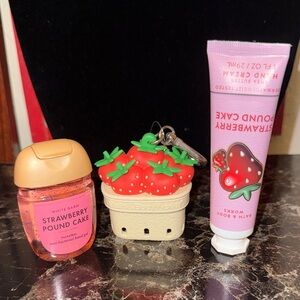 Bath & Body Works Strawberry Pound Cake Set - Pink and Red